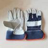 Guantes cortos de piel de vaca de palma completa de tela amarilla para soldador, guantes de cuero gris de media piel para soldadura, protección laboral, guantes de cuero para soldadura eléctrica