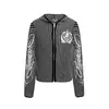 Moletom G38 estilo americano de rua unissex retrô listrado fino com estampa de emblema com zíper slim fit masculino