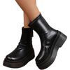 Botas de Moda con Plataforma y Suela Gruesa para Mujer 2025 Otoño Nuevas Estilo Británico Versátiles con Cremallera Trasera Botas de Moda para Mujer