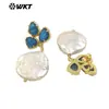 MPE136 Nuevos Pendientes Clásicos Coloridos de Zirconia y Perla de Agua Dulce Exquisitos para Mujer Combinables con Ropa Lisa