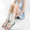 Calcetines Finos de Verano de Media Palma para Mujer Diseño de Etiqueta de Tela Transpirables Absorbentes de Sudor Versátiles Calcetines para Pisar Fuerte Cubrepiernas Simple y a la Moda