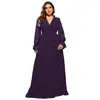 Nuevo Vestido de Chifón Morado Oscuro para Mujer, Estilo Largo con Dobladillo Amplio, Temperamento Súper de Hada, Falda Larga y Mangas Largas