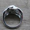 Anillo de zafiro de gran tamaño, bañado en plata 925, para mujeres europeas y americanas.