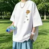 Fornecimento exclusivo transfronteiriço de camisetas casuais masculinas da moda em algodão puro, com corte solto, camisetas básicas, tops de manga cinco-quartos, camisetas de manga curta para o verão