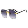 Gafas de Sol Degradadas sin Marco con Borde Cortado, Gafas de Sol de Moda de Alta Definición, Protección Solar, Protección Ultravioleta, Gafas de Sol para Conducir