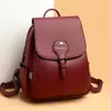 Mochila Casual de Viaje Auténtica para Mujer 2022 Nuevo Estilo Coreano Gran Capacidad Tacto de Cuero Suave Mochila de Moda para Mujer