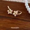 Brincos Pingente Flor de Zircônia Banhados a Ouro Real 14K, Luxo Leve, High-End, Brincos Elegantes, Brincos Modernos e Versáteis para Mulheres