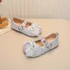 Zapatos Mary Jane Calados Tejidos para Niñas 2026 Verano Nuevos Zapatos Planos con Lazo para Niños Suela Suave Zapatos de Princesa