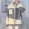 Casaco de trabalho xadrez masculino primavera e outono casal da moda marca all-match estilo Chanel jaqueta high street