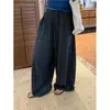 Calça de perna larga com cordão, xadrez pequeno retrô estilo coreano para primavera e outono, nova coleção 2026, modelagem solta, cobre o quadril, emagrece e com caimento fluido, casual