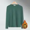 Camiseta de Manga Larga de Color Sólido Otoño e Invierno para Hombre, Camiseta Interior de Cuello Redondo con Forro Polar, Ropa de Otoño Ropa Interior, Top para Hombre, Terciopelo Alemán