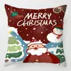 Funda de Almohada Navideña Nueva Transfronteriza Serie de Dibujos Animados Rojos de Papá Noel Muñeco de Nieve Cojín de Sofá Producción de Almohadas