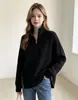 Suéter de punto de cuello alto minimalista europeo y americano transfronterizo para mujer, nueva colección de otoño, con diseño de dobladillo con abertura lateral, jersey de punto
