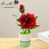 Bonsái artificial de peonía de dos cabezas personalizado adorno creativo para decoración del hogar decoraciones de flores de simulación dropshipping plantas verdes plantas en maceta de simulación