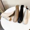 Botas Martin Femininas 2024 Novas Botas Femininas Inverno Estilo Europeu e Americano Cabeça Quadrada Zíper Traseiro Botas Curtas Femininas Salto Grosso Botas de Salto Médio para Mulheres