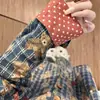 Pijama de Oso con Estampado Cuadros Estilo Coreano para Mujer, Cardigan de Primavera y Otoño con Encaje, Conjunto de Dos Piezas, Ropa de Casa Estilo Retro