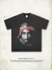 Camiseta de Manga Curta com Estampa 2PAC Tupac Europeia e Americana Streetwear Americano Marca Tendência Solta Oversize Unissex Atacado