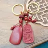 Colgante Llavero de Cinabrio de Alto Contenido Loto de Cinabrio Pixiu Llavero Arena Dorada Morada Colgante para Cadena de Bolso de Teléfono Móvil de Buena Suerte