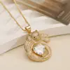 Aogu Moda Europea y Americana Lujo Accesible Chapado en Cobre Oro de 18 Quilates Zirconia Colgante de Leopardo Collar Cadena de Clavícula Hip-Hop de Nicho para Mujer Nuevo