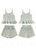 Conjunto de Tirantes a Cuadros para Niñas Estilo Verano 2026, Conjunto de Dos Piezas de Pantalones Cortos para Bebé Estilo Coreano, Ropa Casual Elegante para Niños