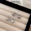 Pendientes de Zirconia y Perla de Diseño de Moda Coreana para Mujer, Pendientes de Aguja de Plata con Temperamento de Lujo Ligero, Pendientes Simples de Gama Alta al por Mayor