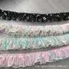 Borda de renda plissada dupla camada estampada, acessórios de vestuário, decoração de bainha de vestido de boneca, acessórios, adereços de cabeça, material de embalagem
