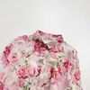 Nueva camisa estampada en acuarela, increíblemente elegante y versátil, tejido ligero de ramio, diseño floral, estilo francés, perfecta para otoño