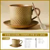 Taza y Platillo de Cerámica para Café Mimosa con Esmalte de Horno de Fábrica, Taza de Porcelana para el Hogar, Taza de Té de Alta Gama, Taza para el Té de la Tarde