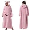 Nueva manta térmica transfronteriza, manta perezosa con forma de oso, color liso, longitud extendida, manta de TV para parejas, engrosada para adultos, unisex, para otoño e invierno