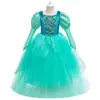 Amazon Pequena Sereia Ariel Manga Bufante Saia Bufante Vestido de Princesa Cosplay de Halloween para Meninas