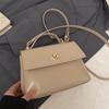 Bolso Cuadrado Pequeño de Mano de Cuero Francés Simple y de Alta Gama con Cera de Aceite para Mujeres, para Desplazamientos, Versátil, Color Sólido, Estilo Casual, Bolso Cruzado