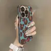 Estampado de Leopardo Azul y Marrón Adecuado para Apple 16Promax Hermoso Elegante Moderno Funda para Teléfono Móvil de Mujer Iphone15 Galvanizado