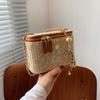 Bolsa Cosmética Simple Caja Bolsa Tejida de Paja Fairy Mori Bolso Tejido Bolso de Playa Bolso de Hombro Único Cruzado