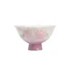 Taza de Té de Cerámica Arita con Flor de Rosa Púrpura Degradada, Base Alta, Juego de Té Kung Fu, Taza de Té Doméstica