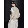 Cardigan Colete Gola V Francês Cor Damasco para Mulheres, Novo Estilo Outono 2025, Sem Mangas, Super Estiloso, Design Único