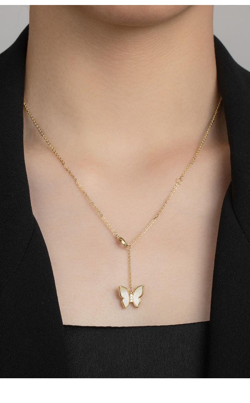 时尚优雅贝壳蝴蝶流苏项链小众轻奢高级感锁骨链经典爆