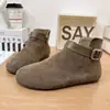 Outono 2026 Novas Botas Martin de Couro Fosco com Zíper Lateral e Solado Plano Femininas Casuais Retrô Confortáveis Versáteis Botas Curtas Birkenstock