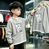 Blusa de Manga Longa Waffle da Moda Nova para Primavera e Outono para Crianças Maiores, Estilo Coreano Casual e Estiloso Camada Base
