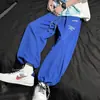 Calça Jogger Waffle Estampada Fina de Marca da Moda para Homens, Caimento Solto, Tamanho Grande, Casual High Street, Calça Cropped com Punhos
