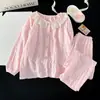 Pijama infantil para meninas, primavera e outono, manga longa, algodão nuvem fino, estilo princesa para meninas pequenas, novo para 2026, roupa de casa de verão