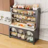 Prateleira de cozinha multifuncional, aparador de múltiplos andares autônomo com portas duplas, armário de armazenamento para micro-ondas, novo modelo prático