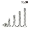 Tornillos de acero al carbono con cabeza avellanada con recubrimiento de zinc en stock, tornillos avellanados de cabeza Phillips, tornillos autorroscantes autorroscantes de cabeza plana y tornillos de cola de milano