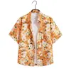 Camisa Floral Hawaiana de Manga Corta Unisex Camisa de Playa con Mangas de Tres Cuartos Talla Grande Atuendo de Pareja para Vacaciones en la Playa Camisa Floral