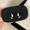 Pendientes de Estrella de Perla y Circonita de Cuatro Garras, Modernos y Sencillos para Mujer, Diseño Versátil con un Toque de Lujo, Accesorios Personales para el Día a Día