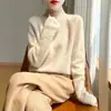 Suéter de lã de cavalo de alta qualidade com agulha sete e meia, 100% lã, corte tridimensional, design vintage, peça de tricô para outono-inverno
