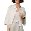 Camisa de Manga Longa 100% Algodão Estilo Moda Europeia e Americana Transfronteiriça 2026 Primavera Camisa Curta Cardigan para Mulheres Comércio Exterior Amazon