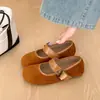 Novos Sapatos Femininos de Outono Estilo Retro Francês Confortáveis com Solado Plano Baixo Sapatos de Uma Tira Mary Jane