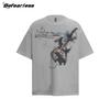 Camiseta de Manga Corta Retro Rockera Americana Verano Hombres y Mujeres Marca de Tendencia Holgada Vintage Nicho Pareja Top