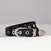 Cinto Feminino Rivet Couro Genuíno Europeu e Americano Couro Bovino de Primeira Camada com Saia Curta Shorts Design de Nicho Cinto de Alta Qualidade Preto Tendência