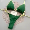 Bikini de dos piezas europeo y americano, bikini de tiras popular transfronterizo, traje de baño ajustable de color liso, ropa de playa ajustada para mujer